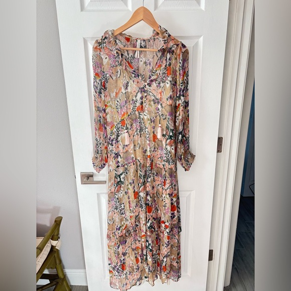 Anthropologie Marais Tiered Floral Chiffon in Owl Print size Small - Picture 10 of 16